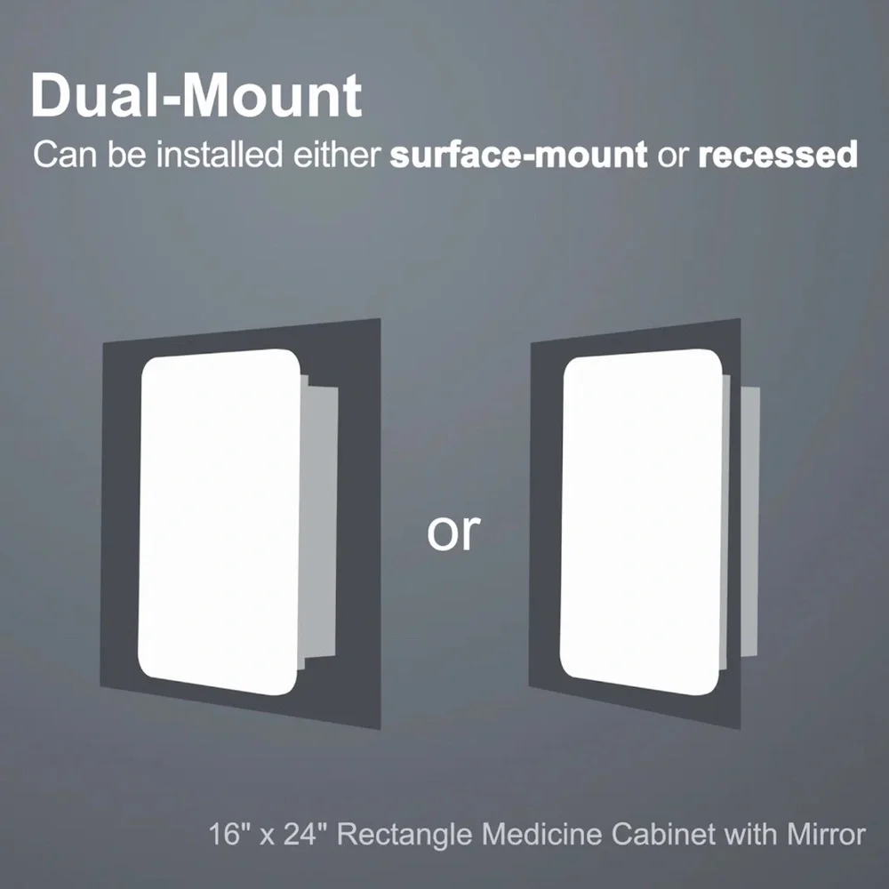 Modern Black Frame Medicine Cabinet Mirror